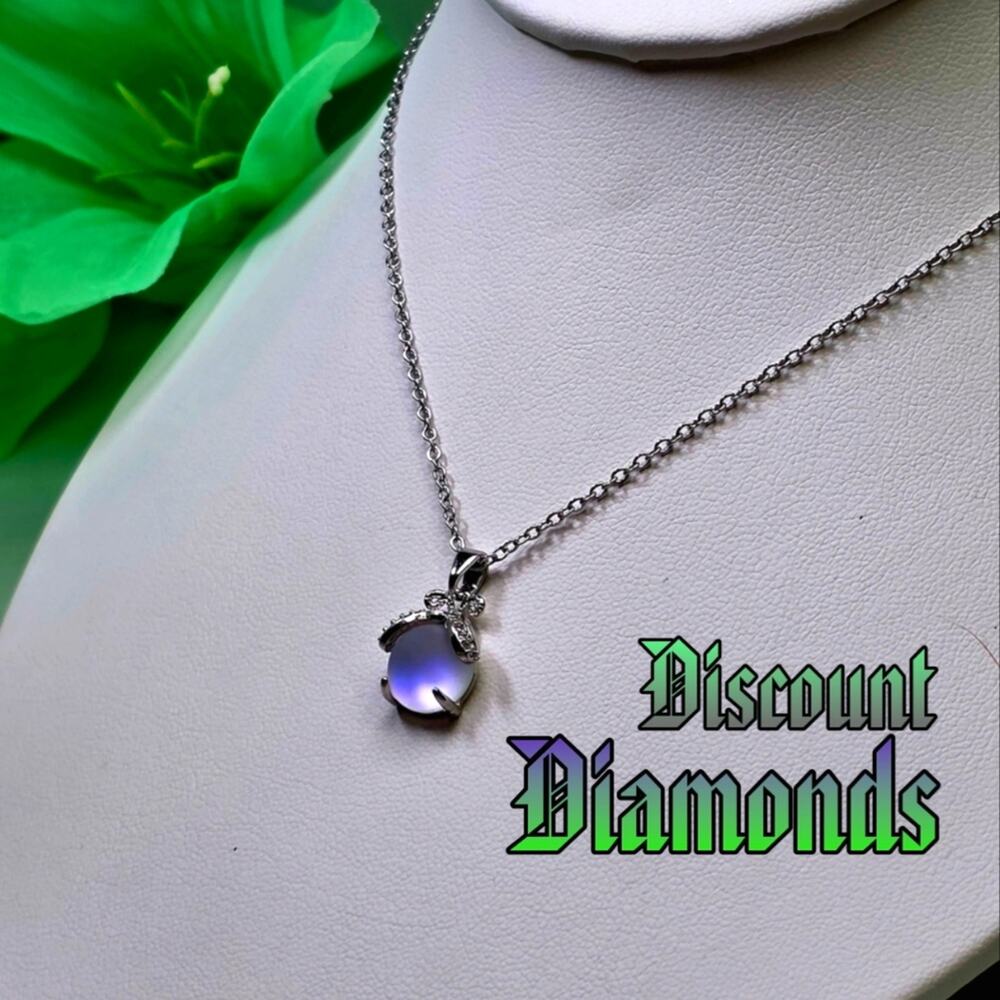 18K White Gold Firefly Iridescent Moonstone Titanium Choker Necklace